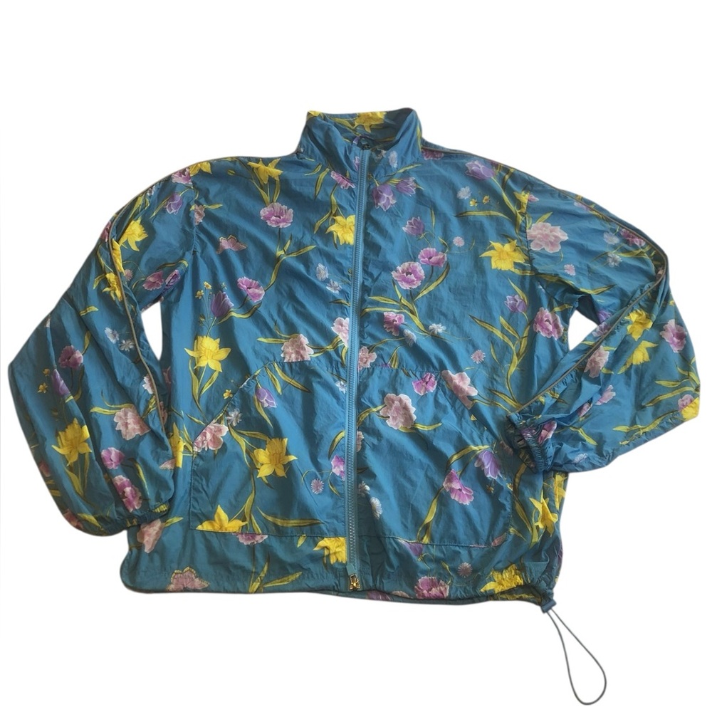 Fabletics Oversized Flyweight Windbreaker Blue Floral Print
